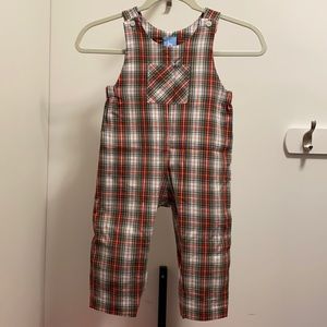 Bella Bliss boys Christmas tartan plaid longall, size 24 months